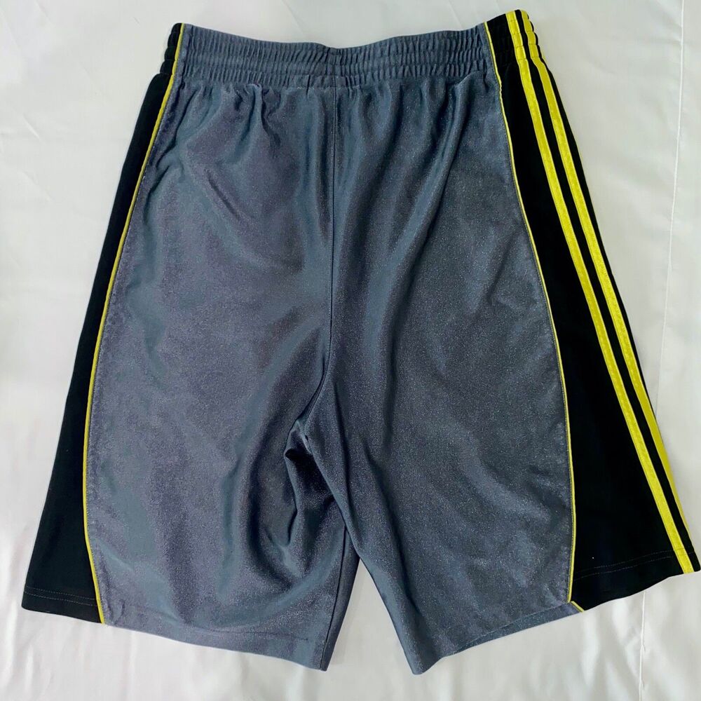 Adidas Vintage Super Rare Basic Stripe Basketball Shorts Dazzle Silver Gold Bl M - Picture 9 of 9